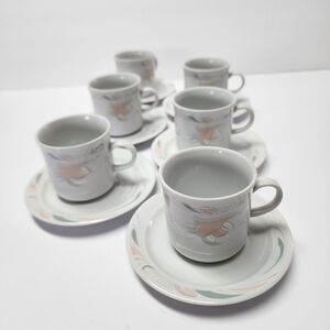 Vintage Kahla Demitasse 12 Piece Set Peach Lily Cups and Saucers